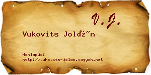 Vukovits Jolán névjegykártya